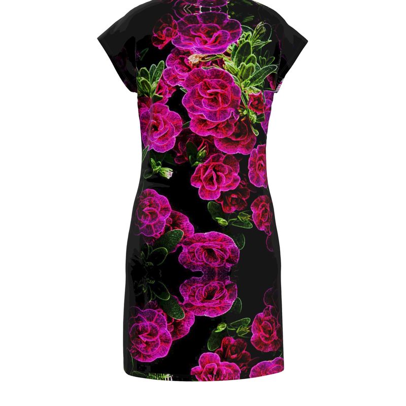 Floral Embosses: Roses 02-01 Designer Tunic T-shirt Dress