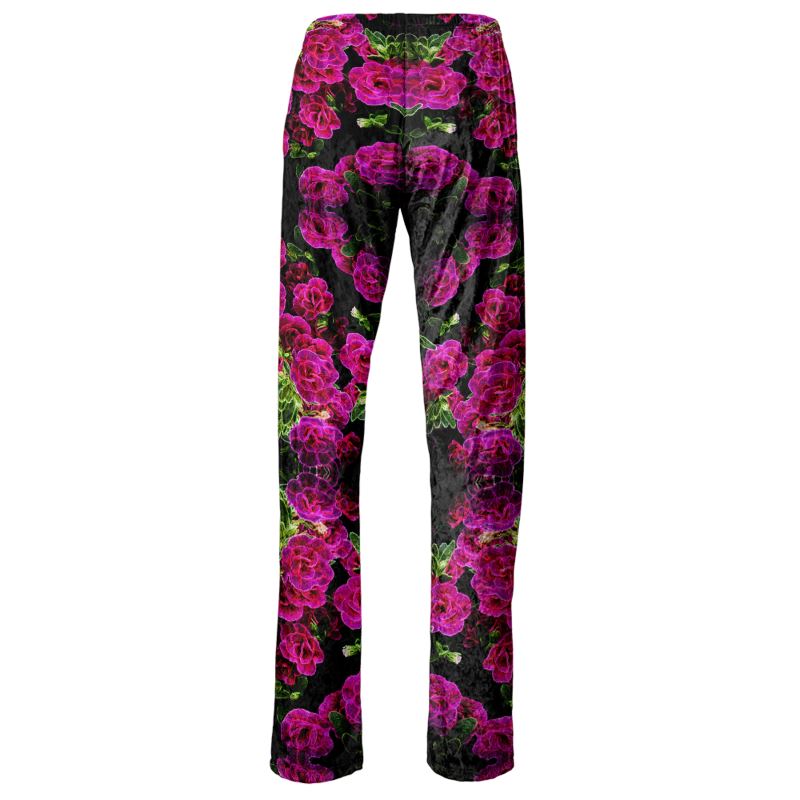 Floral Embosses: Roses 02-01 Designer Claudia Wide Leg Pants