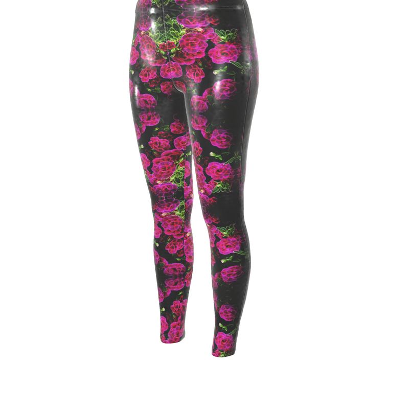 Floral Embosses: Roses 02-01 Designer Cindy High Waist Leggings