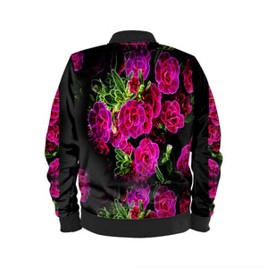 Floral Embosses: Roses 02-01 Ladies Designer Bomber Jacket