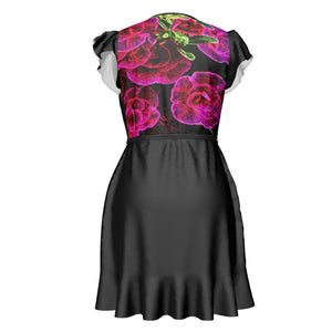 Floral Embosses: Roses 02-01 Designer Flounce Tea Dress