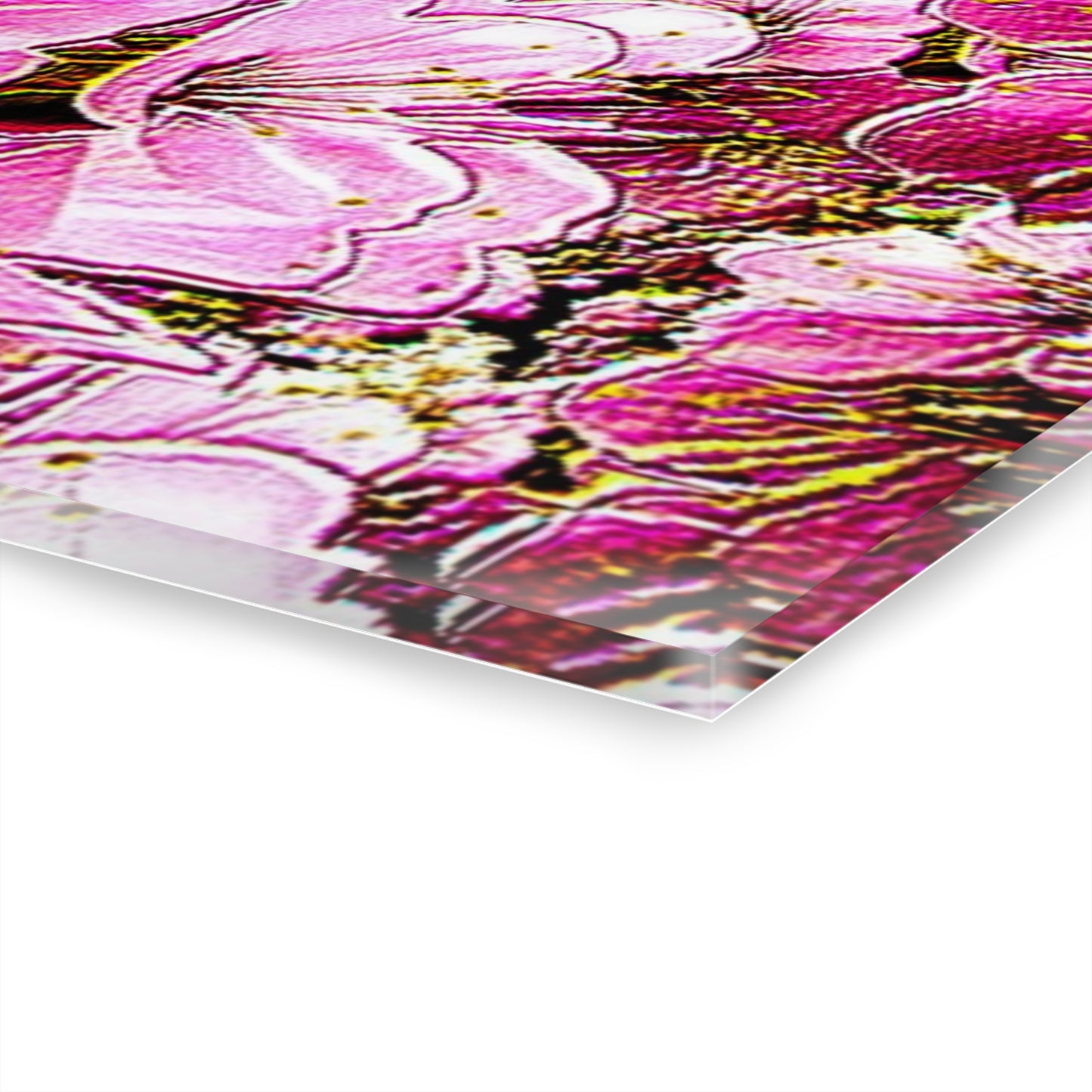 Electric Flora: Neon Sakura Cherry Blossoms Acrylic Print (French Cleat Hanging)