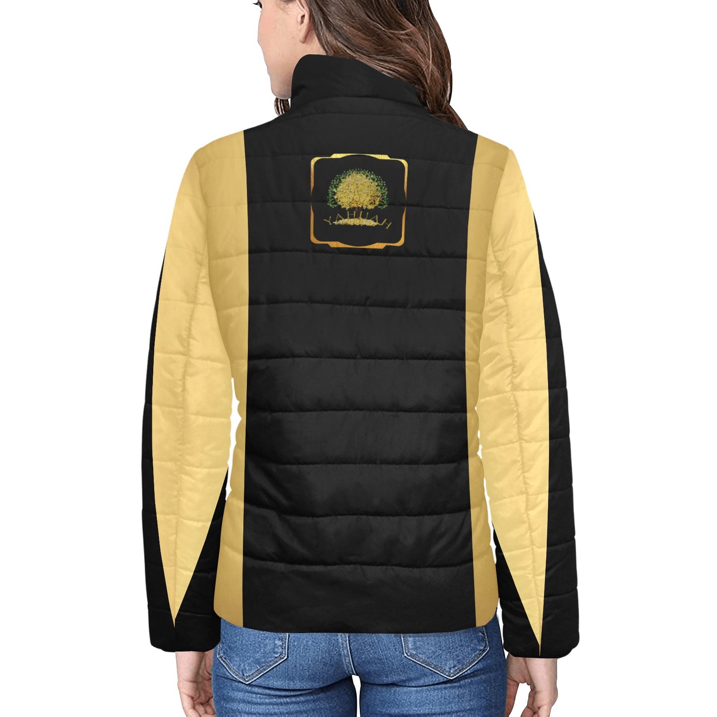 Yahuah-Tree of Life 03-01 Ladies Designer Stand Collar Lightweight Puffer Jacket