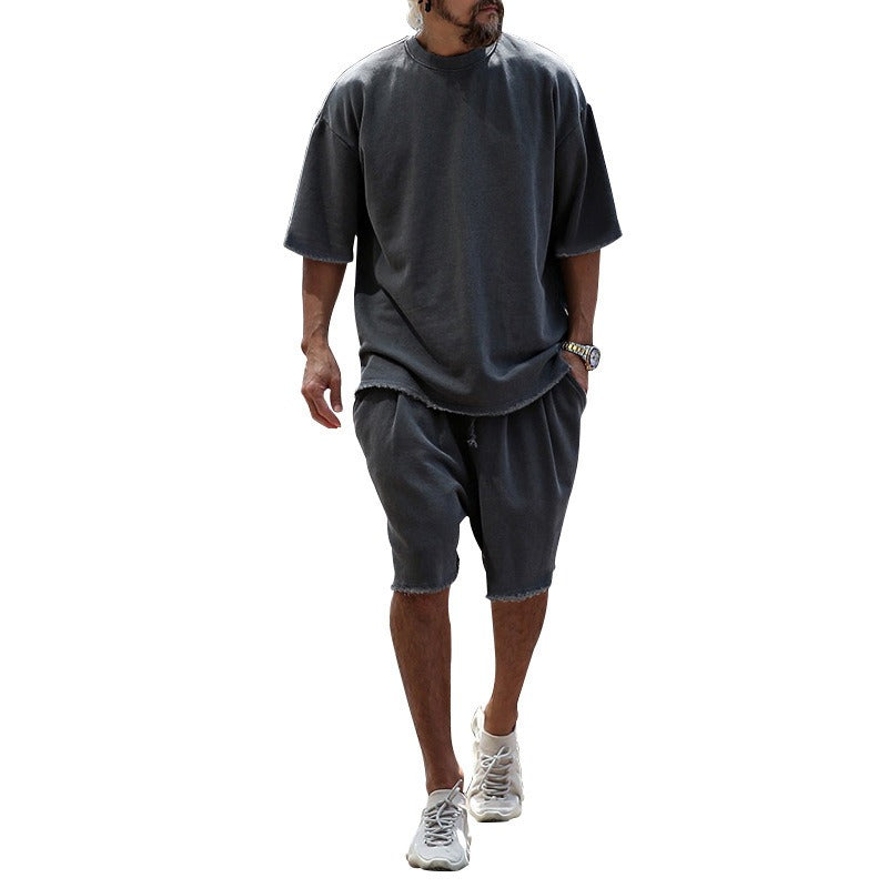 Two Piece Short Sleeve T-shirt and Shorts Set for Men (8 colors)