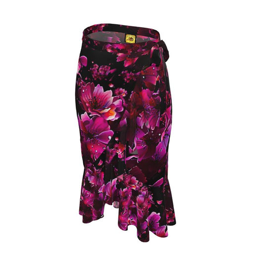 TRP Floral Print 02 Designer Flounce Wrap Midi Skirt