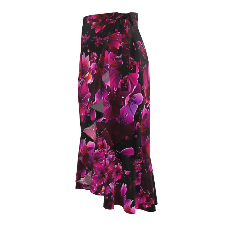 TRP Floral Print 02 Designer Flounce Wrap Midi Skirt