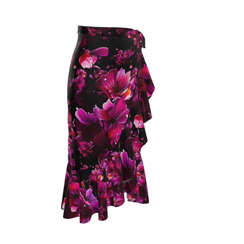 TRP Floral Print 02 Designer Flounce Wrap Midi Skirt