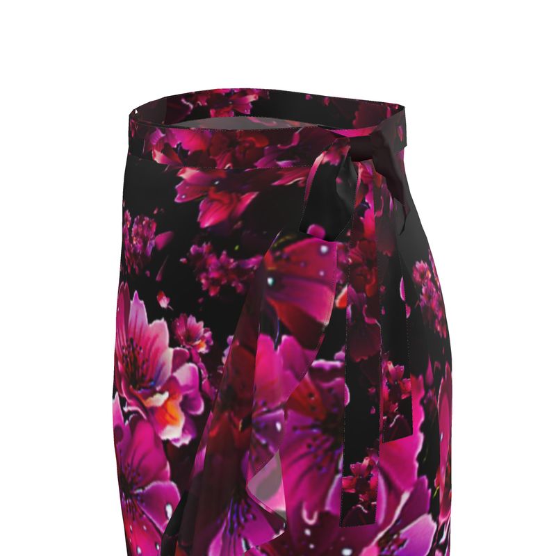 TRP Floral Print 02 Designer Flounce Wrap Midi Skirt