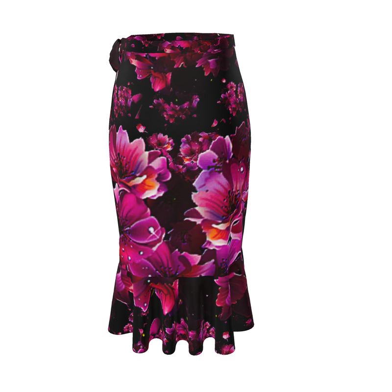 TRP Floral Print 02 Designer Flounce Wrap Midi Skirt