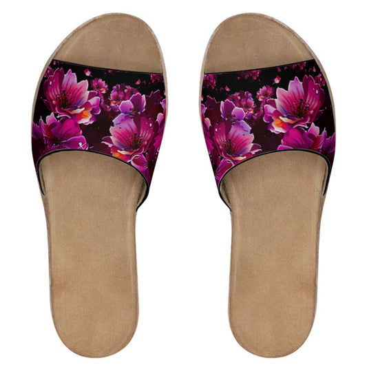 TRP Floral Print 02 Ladies Leather Slide Sandals