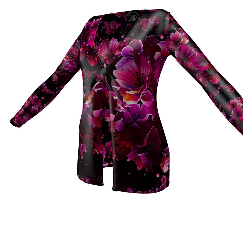 TRP Floral Print 02 Ladies Designer Drop Pocket Cardigan