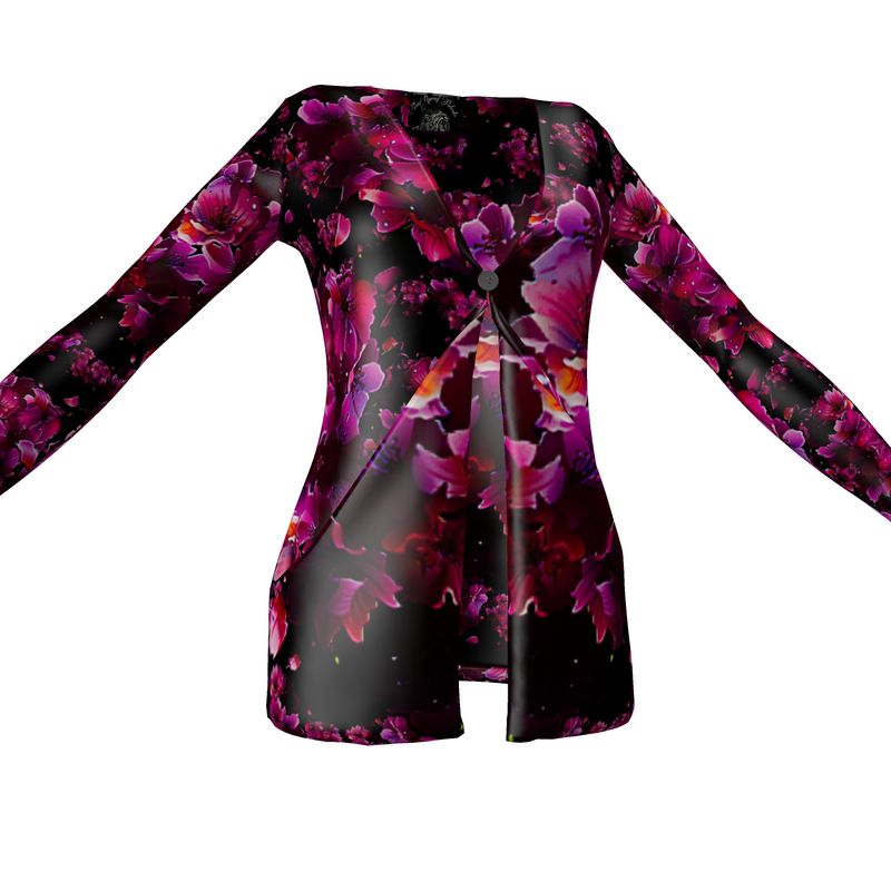 TRP Floral Print 02 Ladies Designer Drop Pocket Cardigan