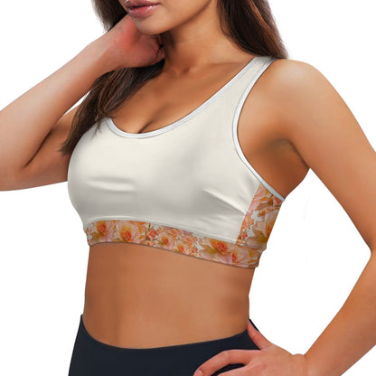 Floral Embosses: Roses 03-01 "Apricot Bloom Essential" Sports Bra