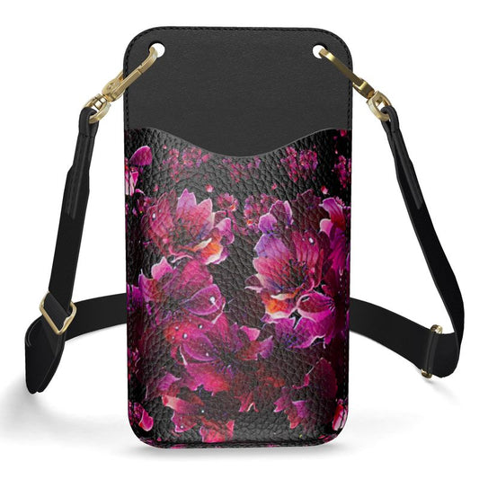 TRP Floral Print 02 Ladies Designer Leather Cardholder Phone Case with Strap (2 strap styles)