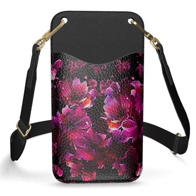 TRP Floral Print 02 Ladies Designer Leather Cardholder Phone Case with Strap (2 strap styles)