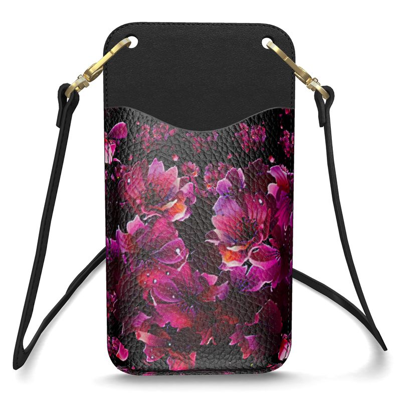 TRP Floral Print 02 Ladies Designer Leather Cardholder Phone Case with Strap (2 strap styles)