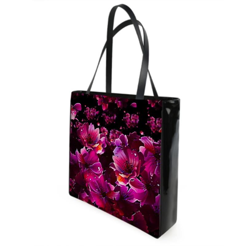 TRP Floral Print 02 Designer Beach Tote Bag with Leather Straps