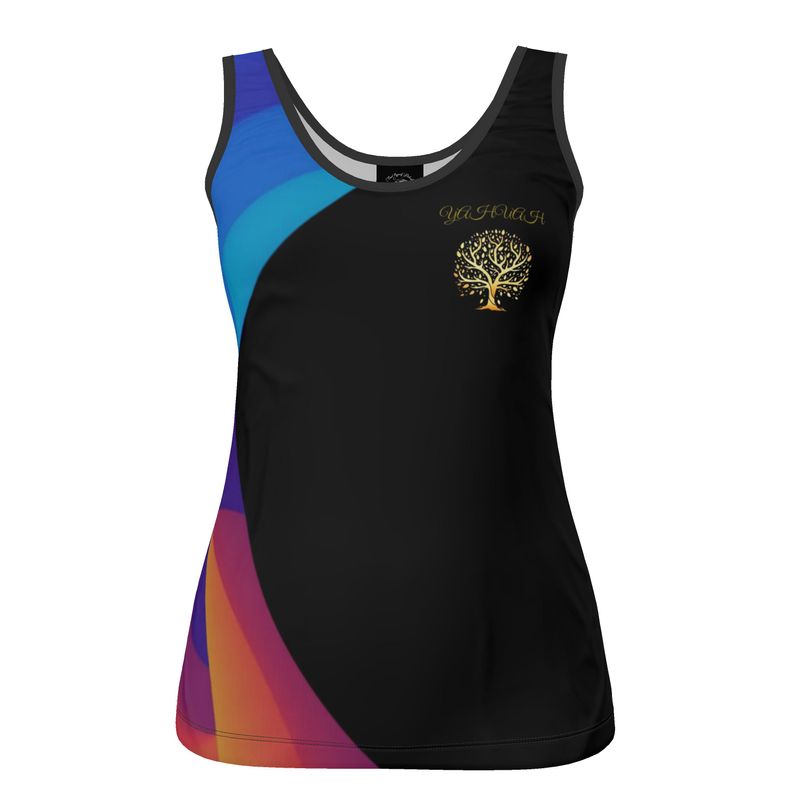 Yahuah-Tree of Life 01 Royal Ladies Designer Scoop Neck Tank Top