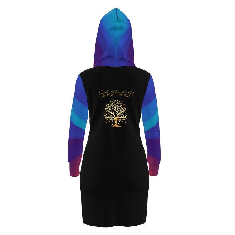 Yahuah-Tree of Life 01 Royal Designer Hoodie Dress