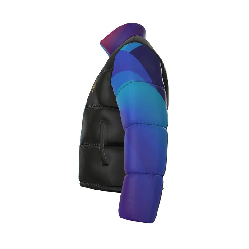 Yahuah-Tree of Life 01 Royal Men's Designer Stand Collar Puffer Jacket