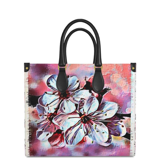 Floral Embosses: Pictorial Cherry Blossoms 01-01 Designer Bonchurch Leather Shopper Bag