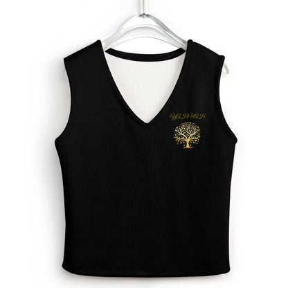 Yahuah: Tree of Life (01-01) | Knit Crop Top | Black Gold Faith Vest