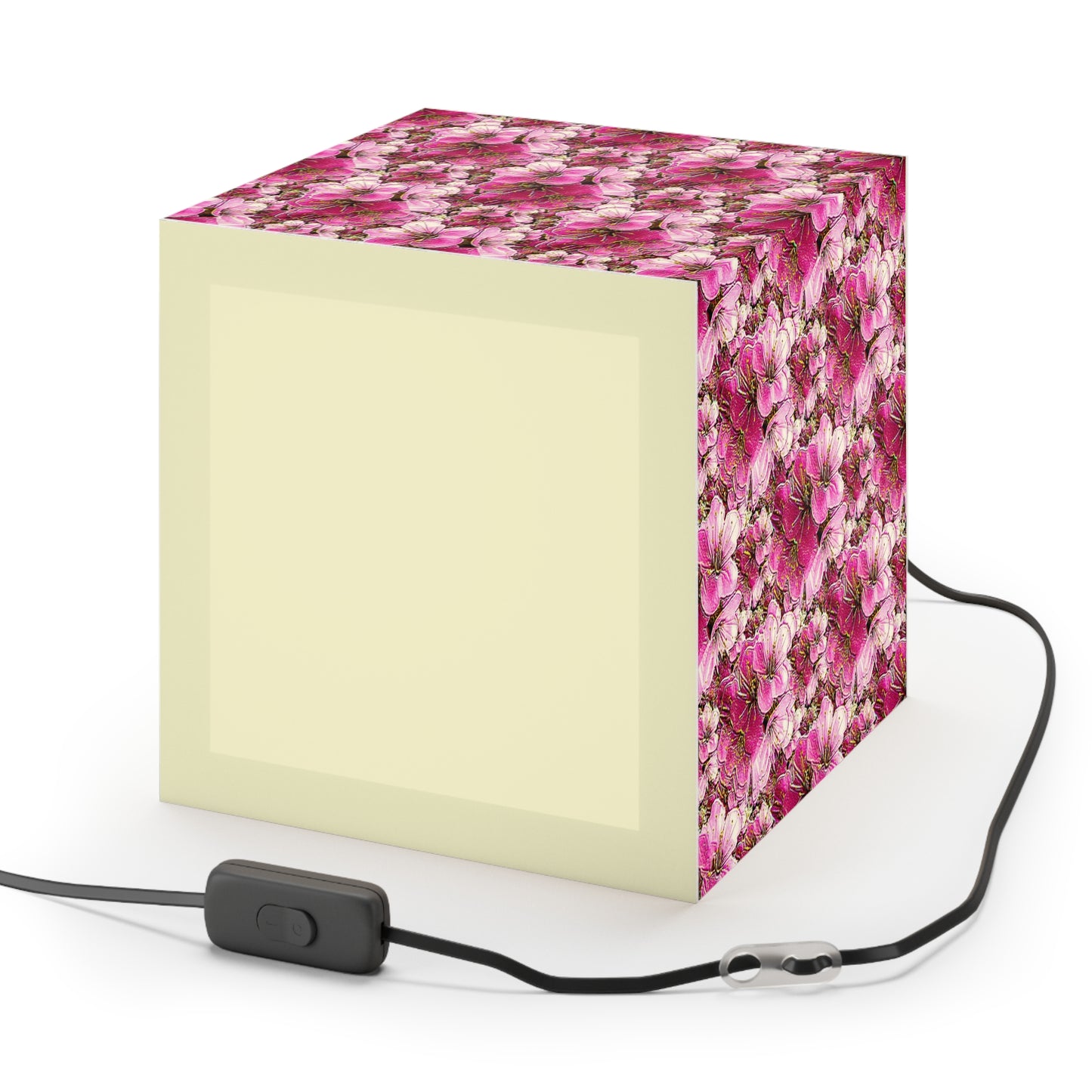 Electric Flora: Neon Sakura Cherry Blossoms Cube Bedside Lamp