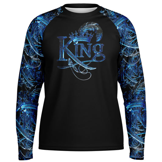 KING 02-01 Black Men's Designer Raglan Long Sleeve Performance T-shirt