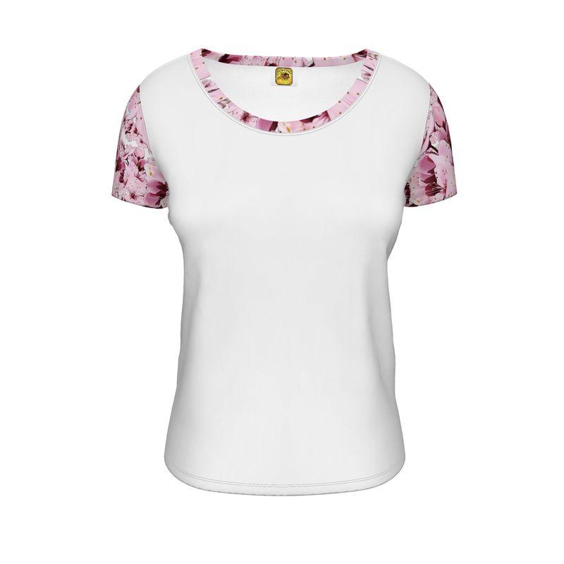 TRP Floral Print 01: Cherry Blossoms 01 Designer Scoop Neck T-shirt
