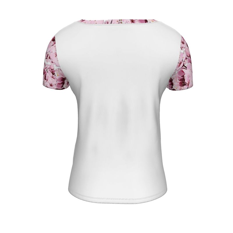 TRP Floral Print 01: Cherry Blossoms 01 Designer Scoop Neck T-shirt