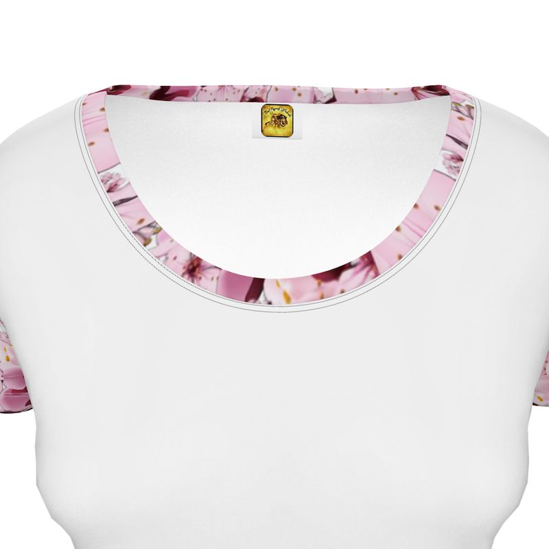 TRP Floral Print 01: Cherry Blossoms 01 Designer Scoop Neck T-shirt