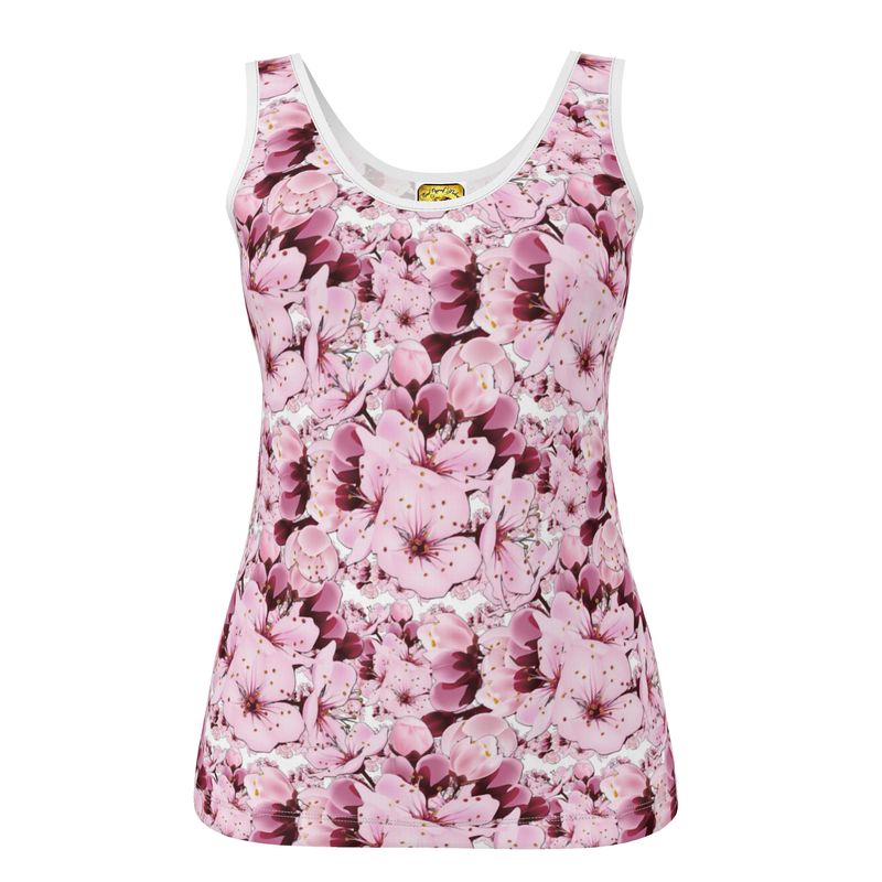 TRP Floral Print 01: Cherry Blossoms 01 Designer Cotton Jersey Tank Top