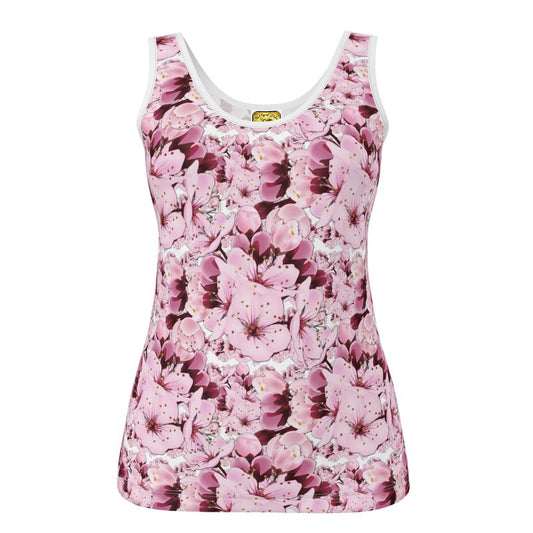 TRP Floral Print 01: Cherry Blossoms 01 Designer Cotton Jersey Tank Top
