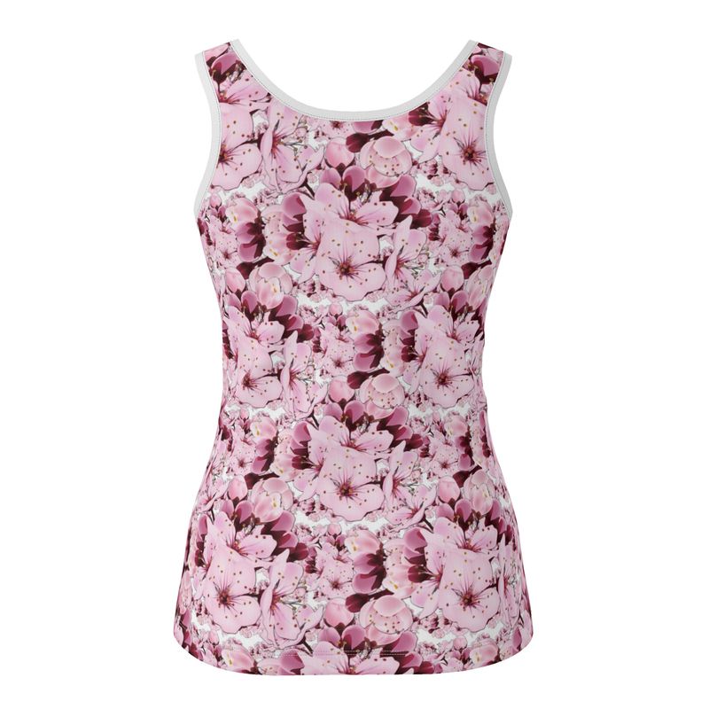 TRP Floral Print 01: Cherry Blossoms 01 Designer Cotton Jersey Tank Top