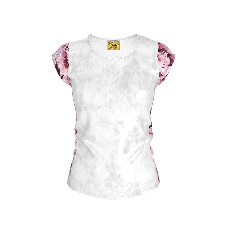 TRP Floral Print 01: Cherry Blossoms 01 Designer Loose Fit Cap Sleeve T-shirt
