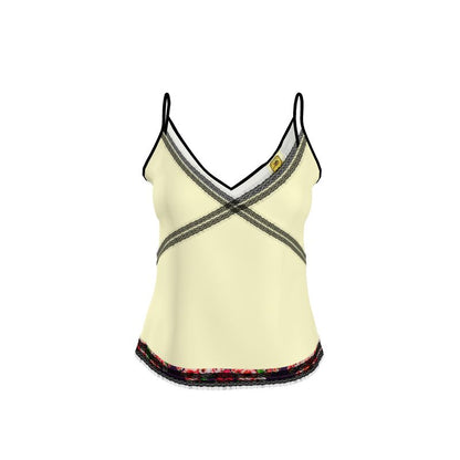 TRP Floral Print 03: Hibiscus Flowers 01-01 Tropical Bloom Lace Trim Cami