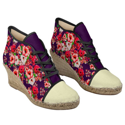 TRP Floral Print 03: Hibiscus Flowers 01-01 Tropical Bloom Espadrille Wedge Sneakers