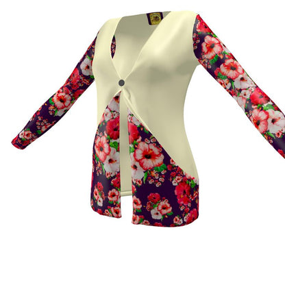 TRP Floral Print 03: Hibiscus Flowers 01-01 Tropical Bloom Jersey Cardigan
