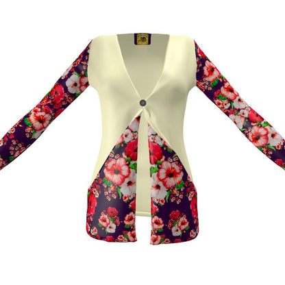 TRP Floral Print 03: Hibiscus Flowers 01-01 Tropical Bloom Jersey Cardigan