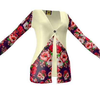 TRP Floral Print 03: Hibiscus Flowers 01-01 Tropical Bloom Jersey Cardigan