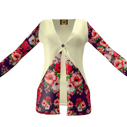 TRP Floral Print 03: Hibiscus Flowers 01-01 Tropical Bloom Jersey Cardigan