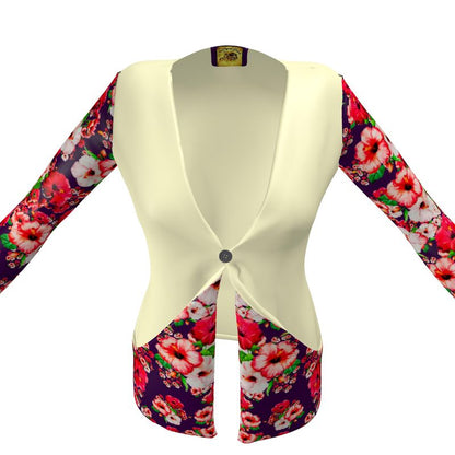 TRP Floral Print 03: Hibiscus Flowers 01-01 Tropical Bloom Jersey Cardigan