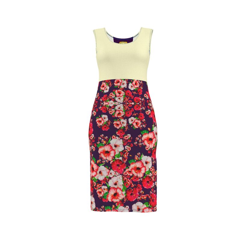 TRP Floral Prints (03): Hibiscus Flowers (01-01) "Argaman Vines" | Sheath Dress