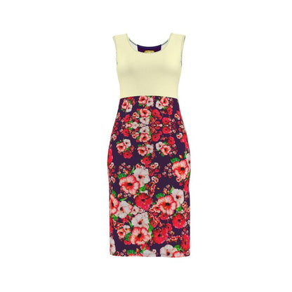 TRP Floral Prints (03): Hibiscus Flowers (01-01) "Argaman Vines" | Sheath Dress
