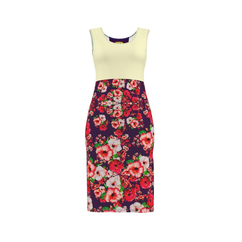 TRP Floral Prints (03): Hibiscus Flowers (01-01) "Argaman Vines" | Sheath Dress