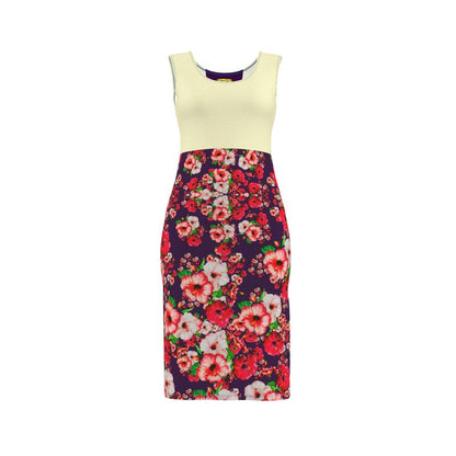 TRP Floral Prints (03): Hibiscus Flowers (01-01) "Argaman Vines" | Sheath Dress