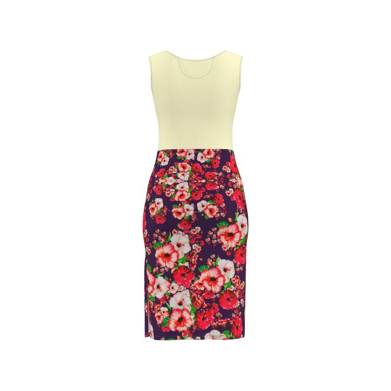 TRP Floral Prints (03): Hibiscus Flowers (01-01) "Argaman Vines" | Sheath Dress