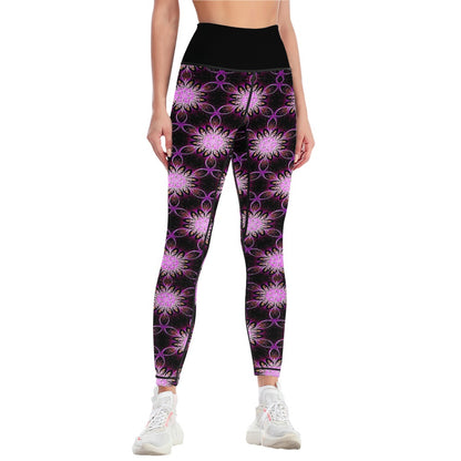 Geo-Graphic 01: Electric Petals Neon Fractal Performance Leggings