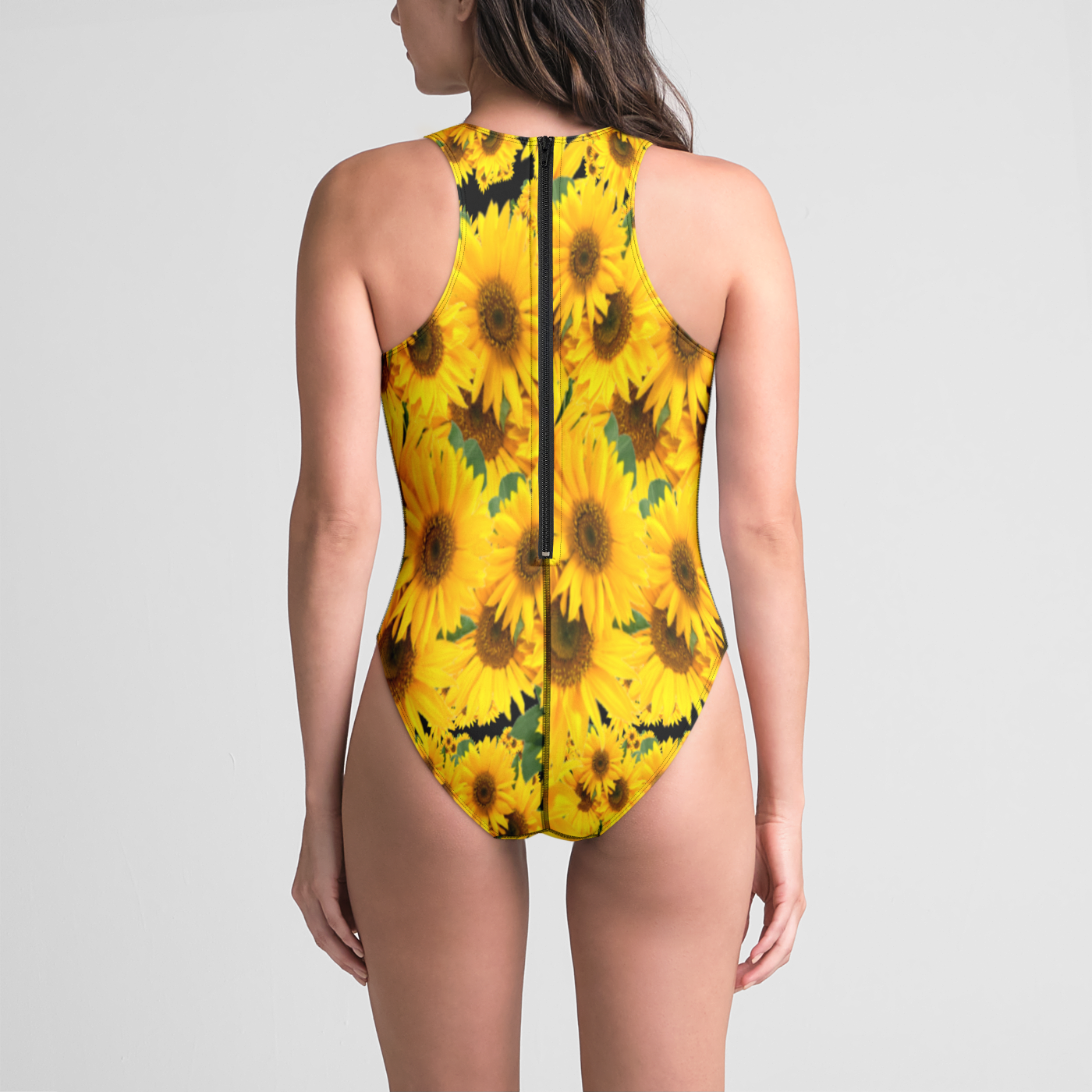 TRP Floral Print 04 Designer One-Piece Zip-back Swimsuit 