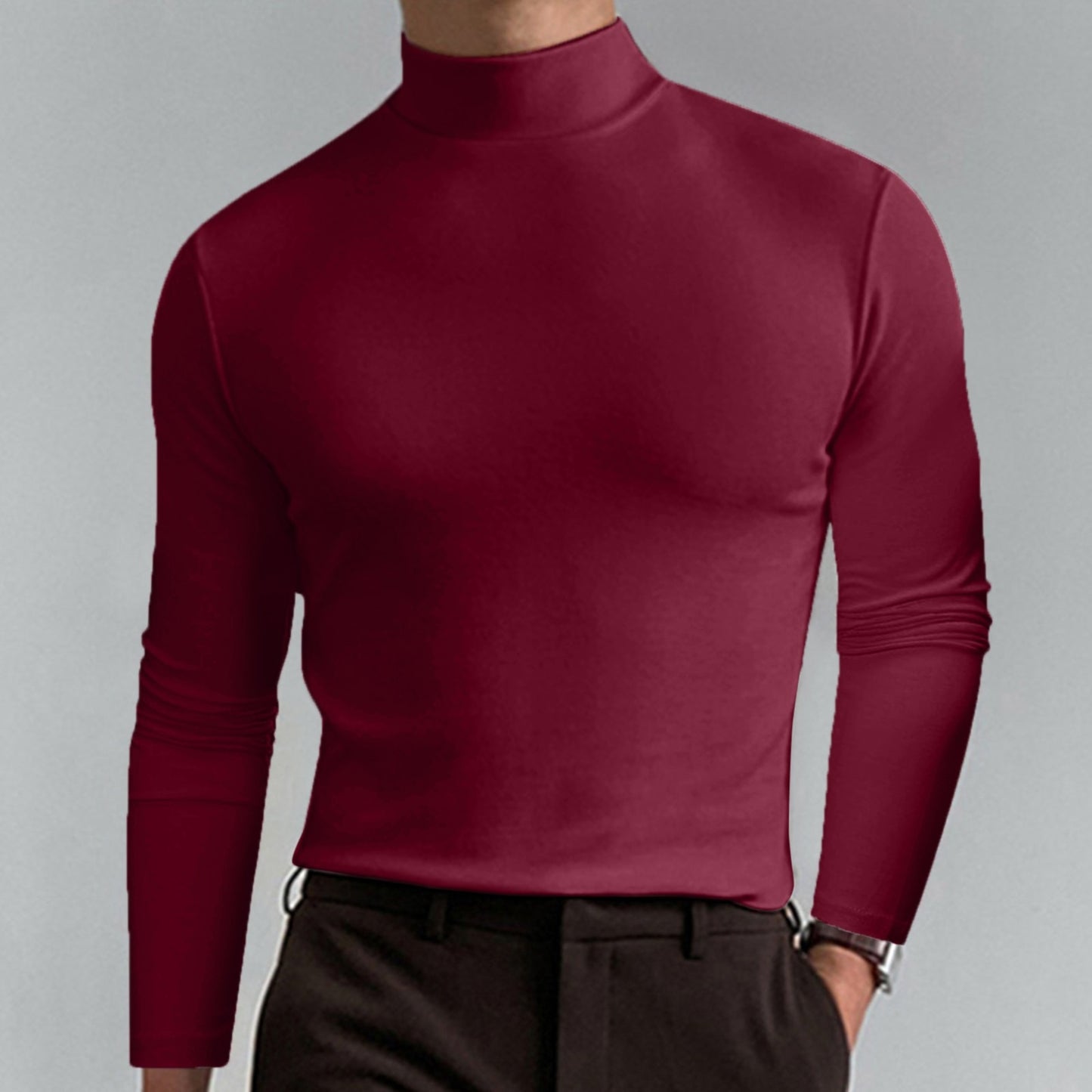 Mock Neck Slim Fit Long Sleeve Sweatshirt for Men (12 colors)